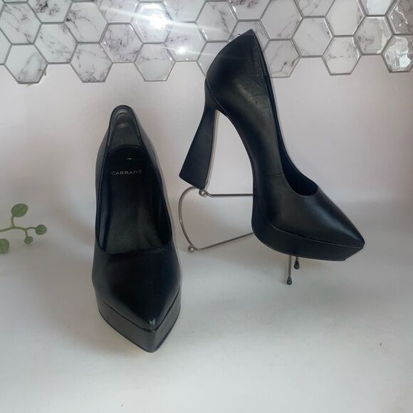 GORGEOUS!!❤️🔥❤️Carrano Sleek & Sexy Black Flared Heels - Picture 8 of 14